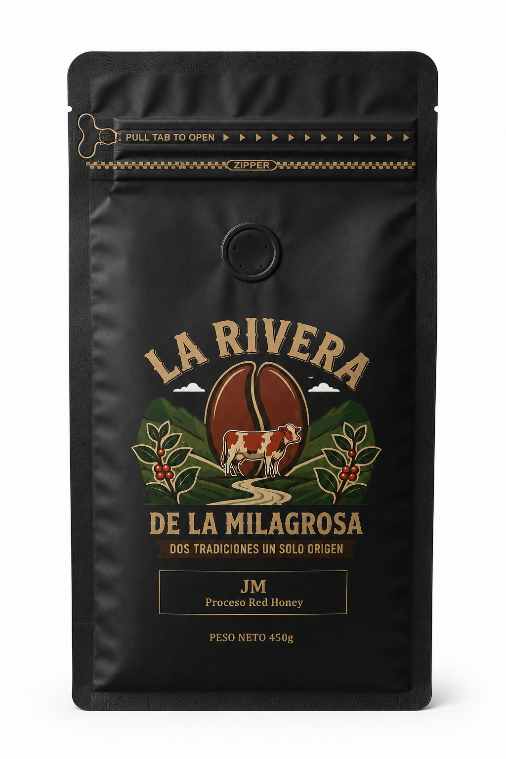 Café JM La Rivera de la Milagrosa — empaque negro 450g, variedad exclusiva
